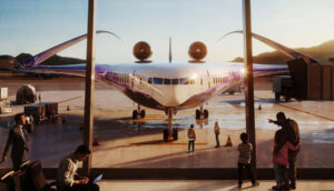 MIXED FLAGS! The concept of the plane of the future that we can see at the airport